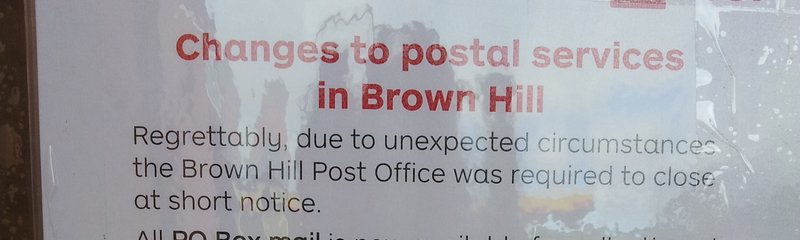 Brown Hill Post Office Closure August 2017